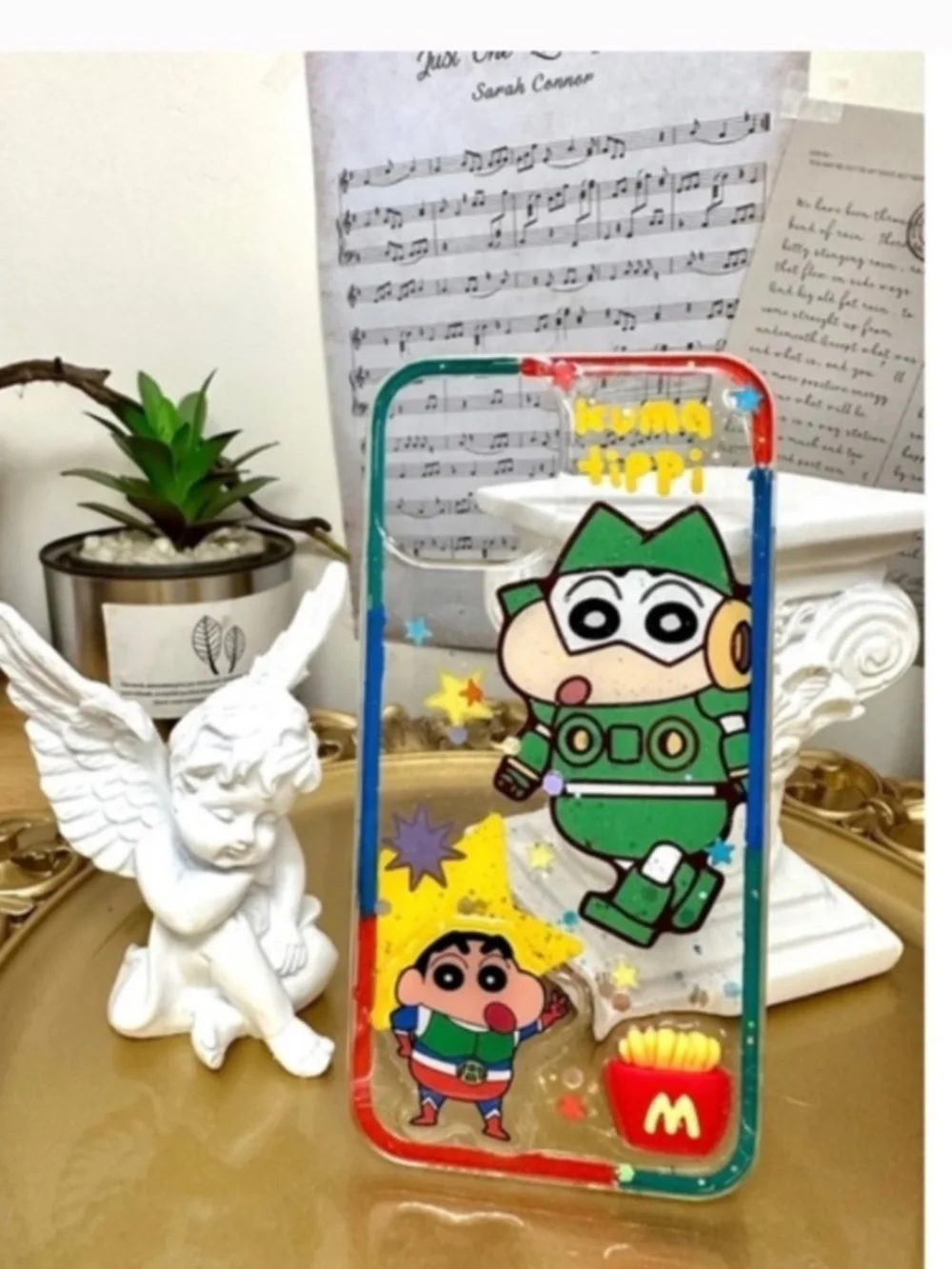 iPhone 12/12pro cartoon case.Handmade cute case with free gift beads chain